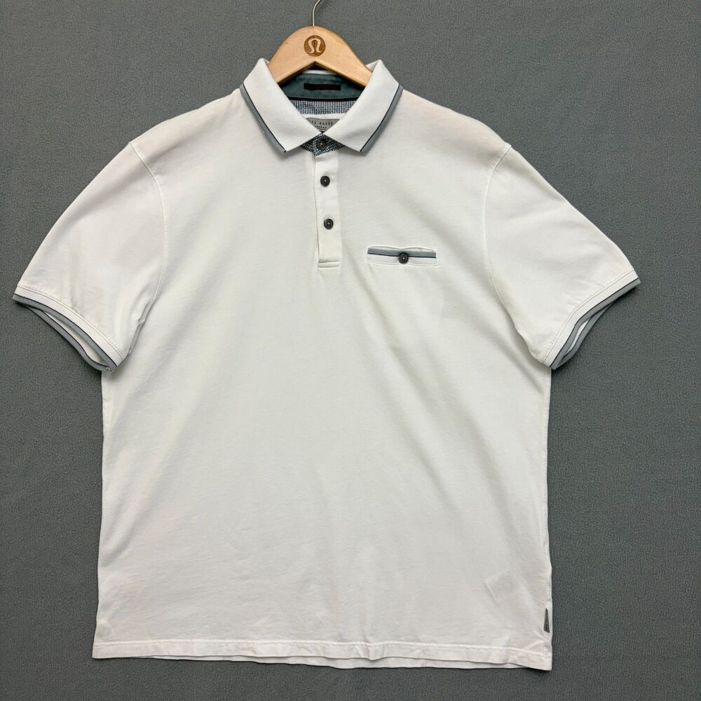 Ted Baker London Mens Size 5 White Short Sleeve Polo Shirt